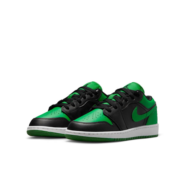 Air Jordan 1 Low (GS), BLACK/BLACK-LUCKY GREEN-WHITE