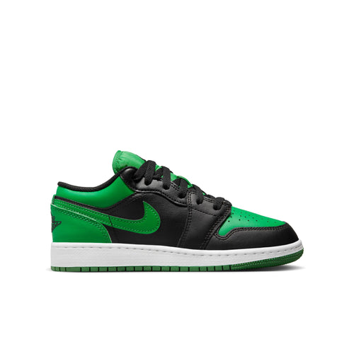 Air Jordan 1 Low (GS), BLACK/BLACK-LUCKY GREEN-WHITE