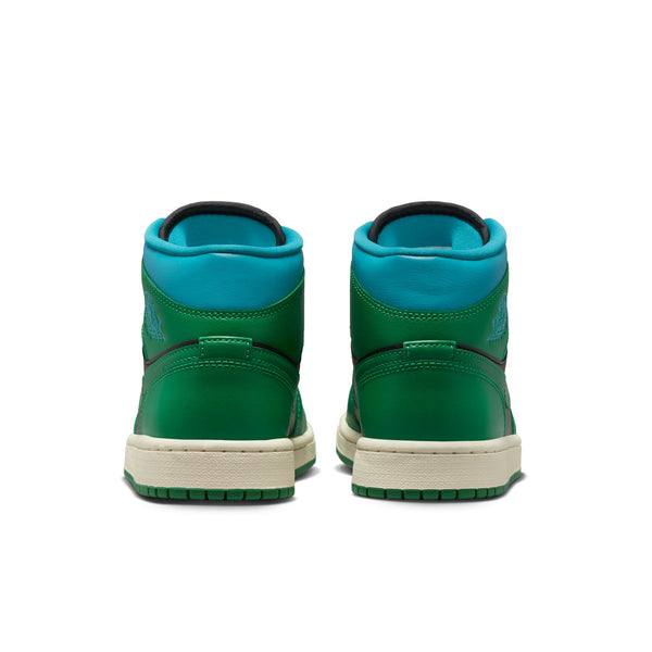 WMNS Air Jordan 1 Mid , BLACK/LUCKY GREEN-AQUATONE-SAIL