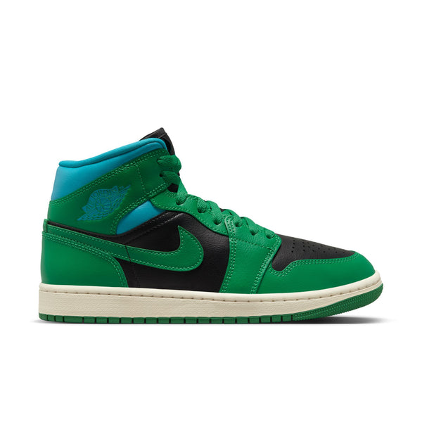 WMNS Air Jordan 1 Mid , BLACK/LUCKY GREEN-AQUATONE-SAIL