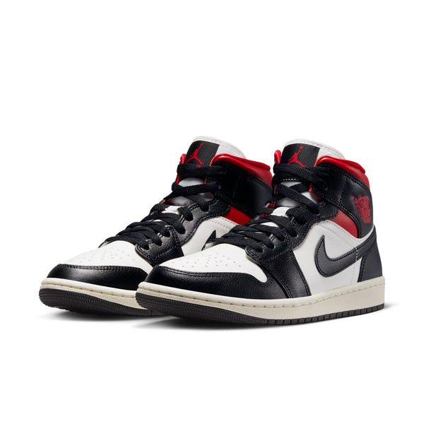 WMNS Air Jordan 1 Mid, BLACK/GYM RED-SAIL