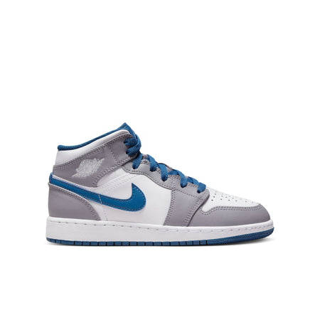 Air Jordan 1 Mid SE (GS), WHITE/ICE BLUE-BLACK