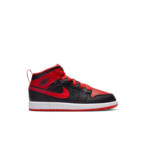 Jordan 1 Mid (PS), BLACK/FIRE RED-WHITE