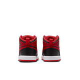 Jordan 1 Mid (TD), BLACK/FIRE RED-WHITE