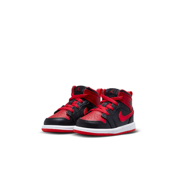 Jordan 1 Mid (TD), BLACK/FIRE RED-WHITE