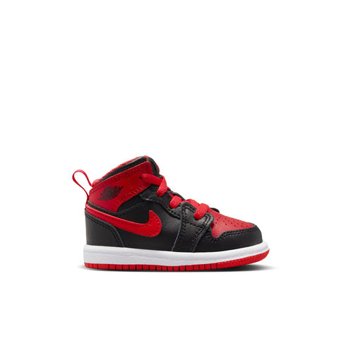 Jordan 1 Mid (TD), BLACK/FIRE RED-WHITE