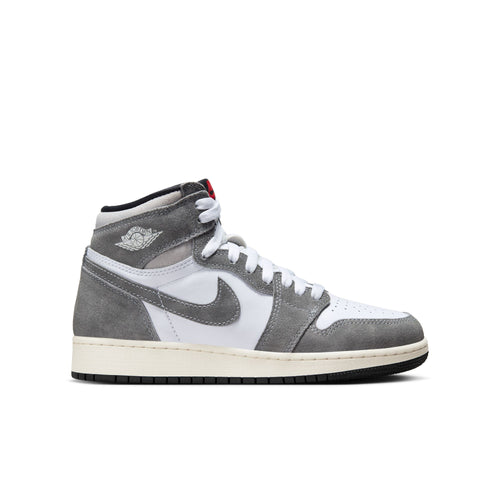 Air Jordan 1 High OG (GS), BLACK/FIRE RED-WHITE-LT SMOKE GREY