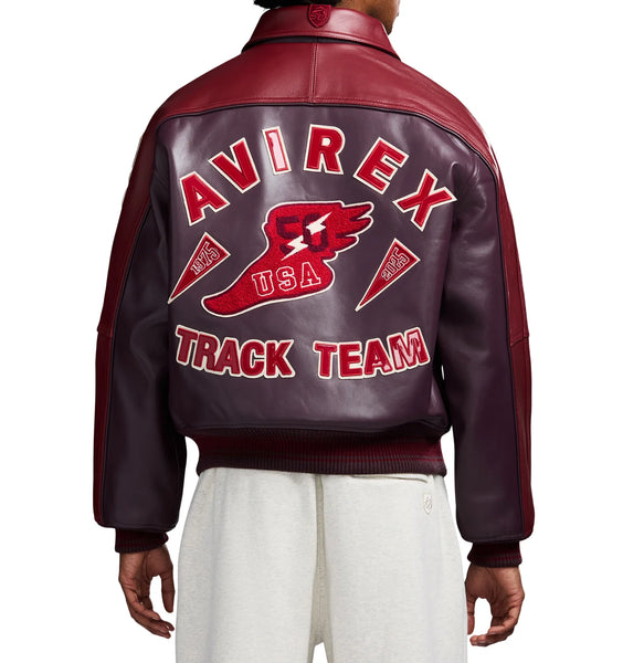 AVIREX TRACK TEAM JACKET, DARK CHERRY