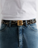 BALLY B BOLD 35MM BELT IN BLACK LEATHER, BLACK