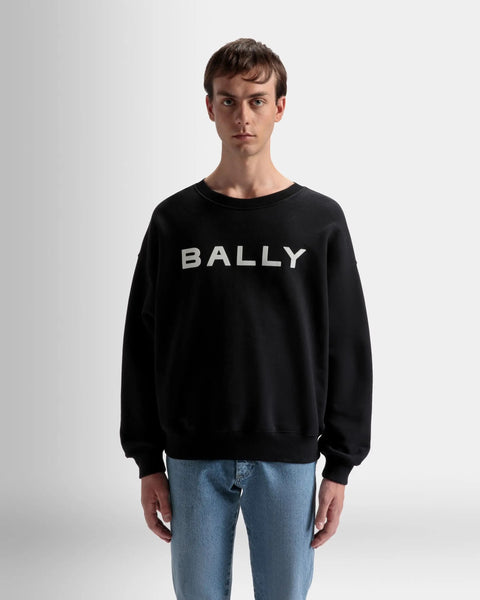 BALLY LOGO SWEATSHIRT IN COTTON, BLACK