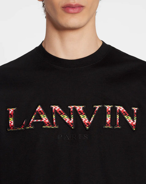 LANVIN CLASSIC CURB EMBROIDERED T-SHIRT, BLACK