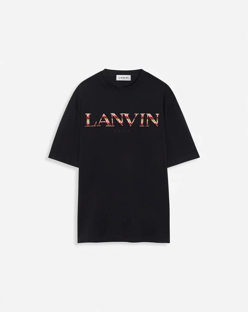 LANVIN CLASSIC CURB EMBROIDERED T-SHIRT, BLACK