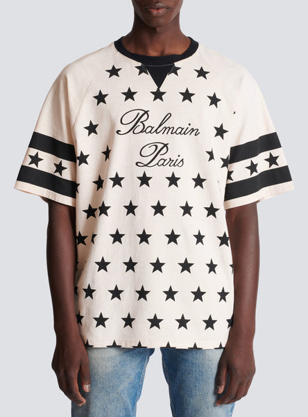 BALMAIN SIGNATURE STARS T-SHIRT, BEIGE