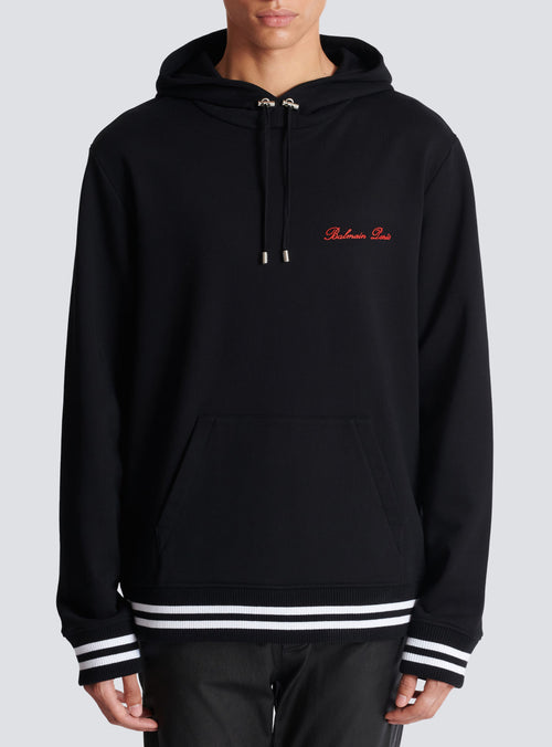 BALMAIN SIGNUATRE HOODIE, BLACK