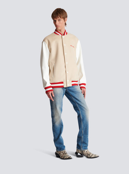 BALMAIN SIGNATURE BOMBER JACKET, BEIGE