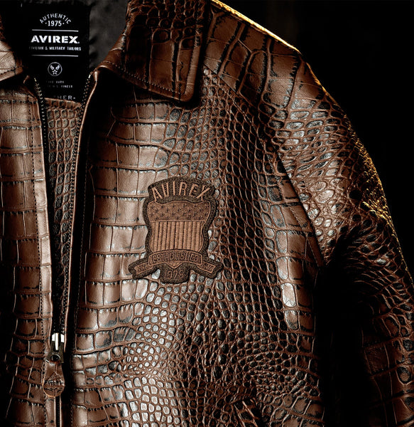 AVIREX LIMITED EDITION CROC ICON JACKET, ESPRESSO