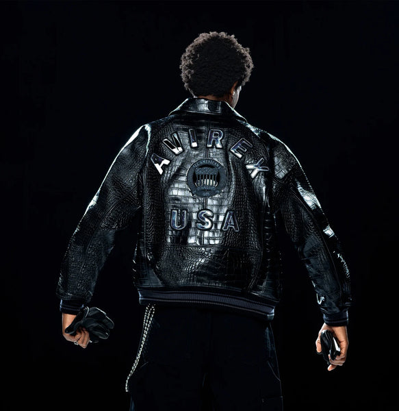 AVIREX LIMITED EDITION CROC ICON JACKET,BLACK