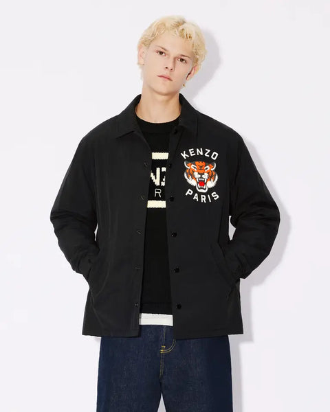 KENZO LUCKY TIGER QUILTED COACH JACKET, BLACK