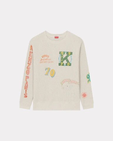 k*n様 KENZO Drawn Varsity スウェットシャツ DRAWN VARSITY OVERSIZE SWEAT, PALE GREY – OZNICO