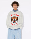 KENZO LUCKY TIGER EMBROIDERED OVERSIZED SWEATSHIRT, PALE GREY