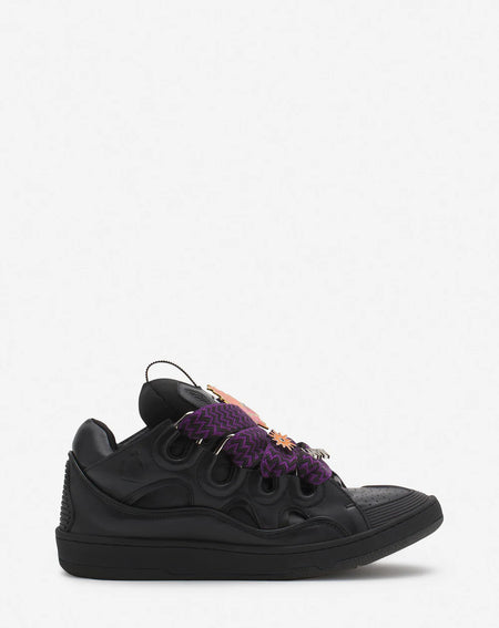 LANVIN LEATHER CURB SNEAKER, GREY
