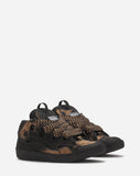 LANVIN CURB WASHED DENIM SNEAKERS, BLACK/BEIGE