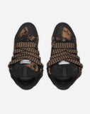 LANVIN CURB WASHED DENIM SNEAKERS, BLACK/BEIGE
