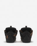 LANVIN CURB WASHED DENIM SNEAKERS, BLACK/BEIGE