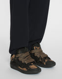 LANVIN CURB WASHED DENIM SNEAKERS, BLACK/BEIGE