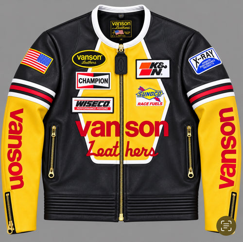 VANSON STAR JACKET, BLACK/YELLOW