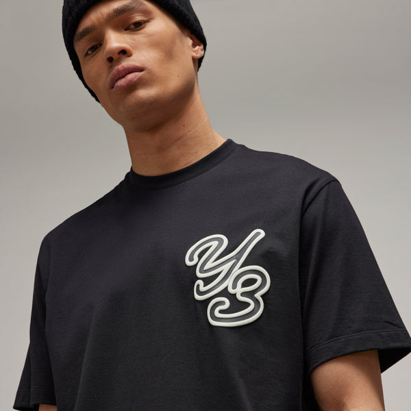 Y-3 GRAPHIC SHORT SLEEVE TEE, BLACK