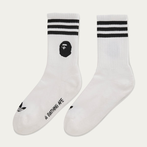 BAPE X ADIDAS SOCKS, WHITE/BLACK
