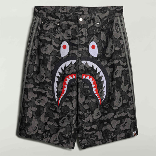 SHARK DENIM JORTS BAPE, BLACK