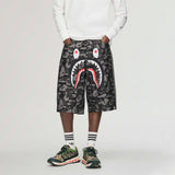 SHARK DENIM JORTS BAPE, BLACK