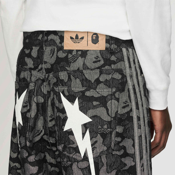 SHARK DENIM JORTS BAPE, BLACK