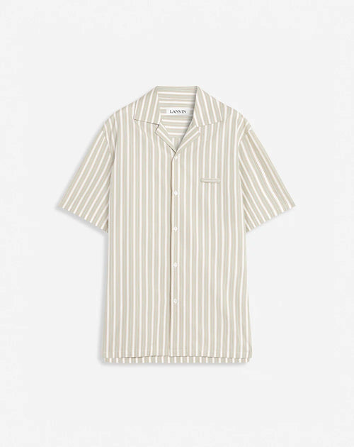 LANVIN STRIPED BOWLING SHIRT, MASTIC