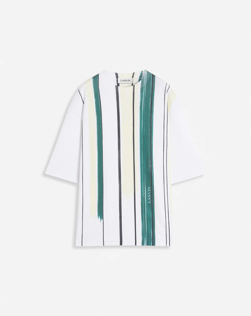 LANVIN LOOSE-FITTING PRINTED T-SHIRT, OPTIC WHITE