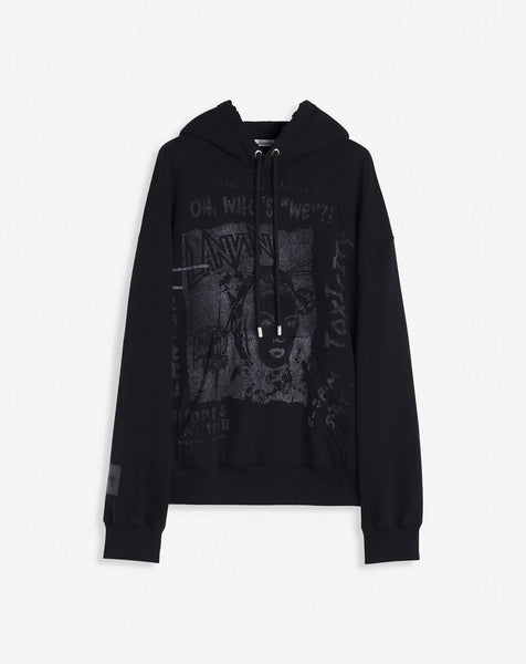 LANVIN X FUTURE UNISEX LOOSE-FIT PRINTED HOODIE, BLACK