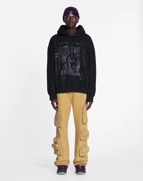 LANVIN X FUTURE UNISEX LOOSE-FIT PRINTED HOODIE, BLACK