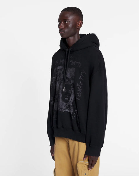 LANVIN X FUTURE UNISEX LOOSE-FIT PRINTED HOODIE, BLACK