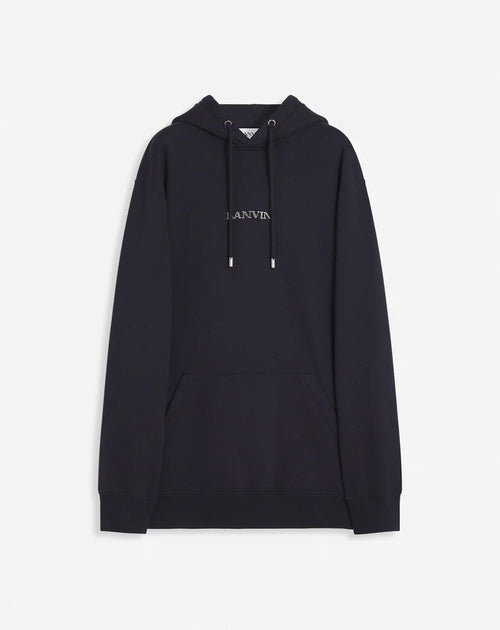 LANVIN UNISEX LOOSE-FITTING HOODIE WITH LANVIN LOGO, BLACK