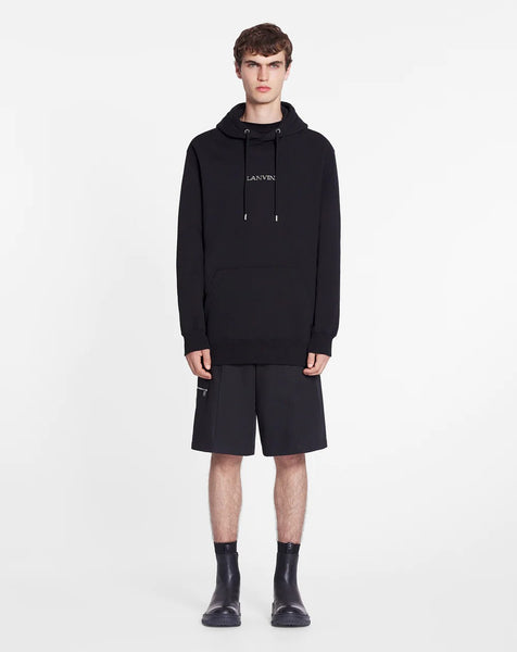 LANVIN UNISEX LOOSE-FITTING HOODIE WITH LANVIN LOGO, BLACK