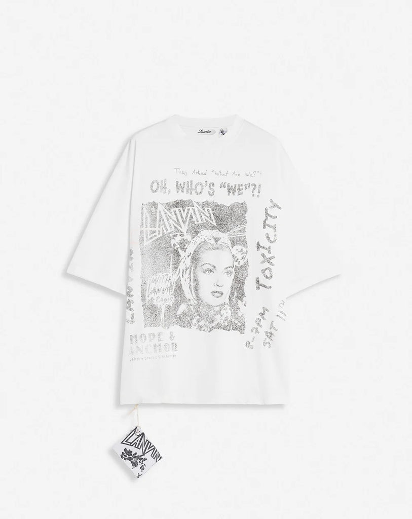 LANVIN X FUTURE UNISEX LOOSE-FIT PRINTED T-SHIRT, WHITE LANVIN X FUTURE UNISEX LOOSE-FIT PRINTED T-SHIRT, WHITE
