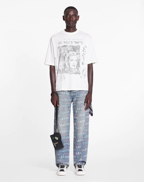 LANVIN X FUTURE UNISEX LOOSE-FIT PRINTED T-SHIRT, WHITE MUSTANG