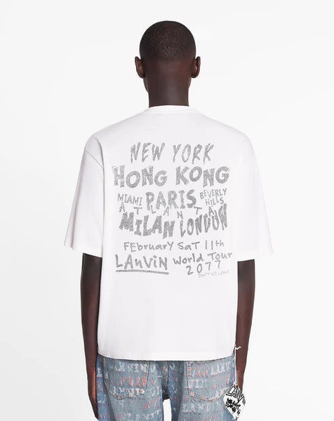 LANVIN X FUTURE UNISEX LOOSE-FIT PRINTED T-SHIRT, WHITE MUSTANG