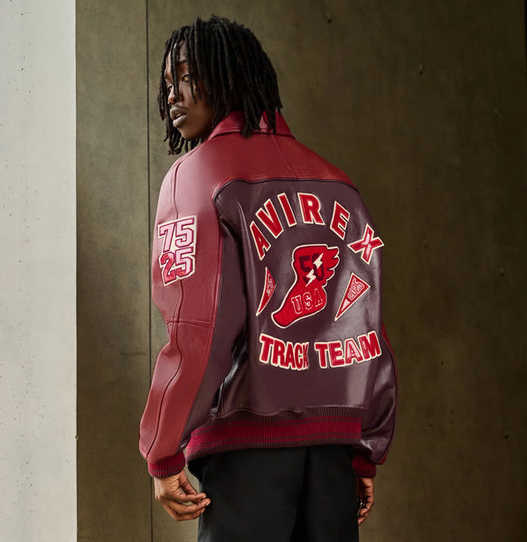 AVIREX TRACK TEAM JACKET, DARK CHERRY