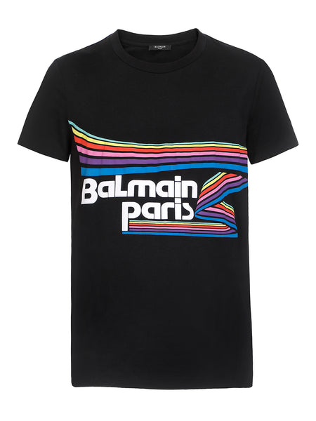 BALMAIN Multi Color Logo T-Shirt, Black