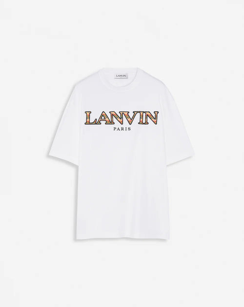 LANVIN CLASSIC CURB EMBROIDERED T-SHIRT, OPTICAL WHITE