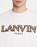 LANVIN CLASSIC CURB EMBROIDERED T-SHIRT, OPTICAL WHITE