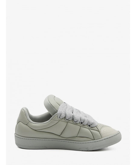 LANVIN CURB WASHED DENIM SNEAKERS, BLACK/BEIGE